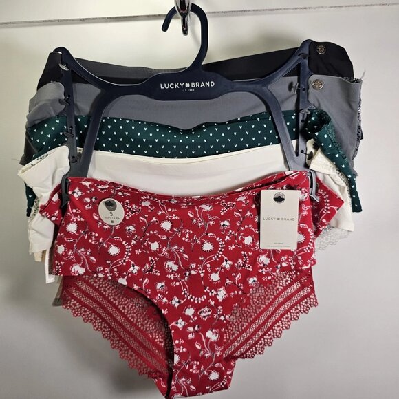 Lucky Brand Women's 5-Pack Hipsters Lace Back Panties - Size Large - Picture 1 of 15